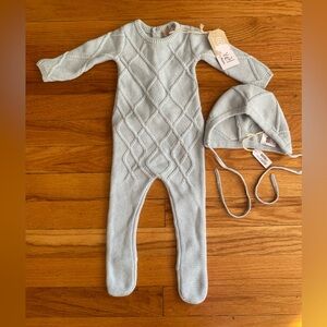 NWT Soft Knit Baby Footie in Light Blue 6 Months